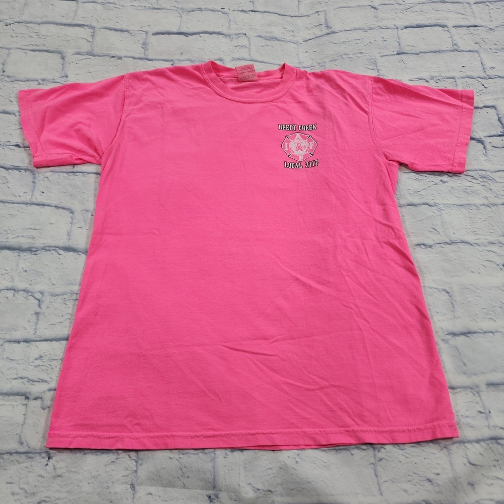 Reedy Creek Fire Rescue Disney World SIZE M T Shirt Cast Member Pink Support
